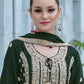 Rajwada Green Chinon Embroidered Semi-Stitched Kurta Set For Women