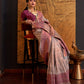 Rajwada Grey Silk Blend Woven Saree With Unstitched Blouse For Women