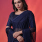 Rajwada Blue Embellished Georgette Saree With Unstitched Blouse For Women