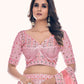 Rajwada Pink Embroidered Soft Net Semi Stitched Lehenga With Blouse For Women