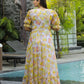 Rajwada Yellow Georgette Stitched Printed Indo Western Dress For Women