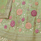 Rajwada Olive Embroidered Organza Semi Stitched Lehenga With Blouse For Women