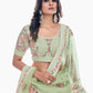 Rajwada Olive Embroidered Soft Net Semi Stitched Lehenga With Blouse For Women