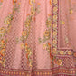 Rajwada Pink Net Embroidered Semi Stitched Lehenga With Unstitched Blouse for Women