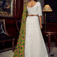 Rajwada Women White Embroidered Georgette Semi Stitched Lehenga With Blouse Piece