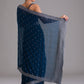 Rajwada Blue Embroidered Chiffon Saree With Unstitched Blouse For Women