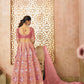 Rajwada Pink Banarasi Silk Embroidered Semi-Stitched Lehenga For Women
