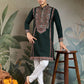 Rajwada Green Viscose Silk Embroidered Stitched Kurta For Men