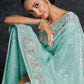 Rajwada Blue Embroidered Georgette Saree With Unstitched Blouse For Women