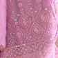 Rajwada Lavender Sequins Embroidered Georgette Saree with Unstitched Blouse for Women
