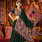Rajwada Dark Green Cotton Blend Embroidered Semi-Stitched Lehenga For Women