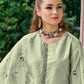 Rajwada Light Green Organza Embroidered Semi-Stitched Kurta Set For Women