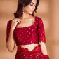 Rajwada Red Embellished Georgette Saree With Unstitched Blouse For Women