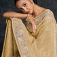 Rajwada Beige Embroidered Georgette Saree With Unstitched Blouse For Women
