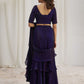 Rajwada Purple Organza Solid Ready To Wear Saree With Stitched Blouse For Women