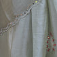 Rajwada Light Green Mirror Work Embroidered Saree with Unstitched Blouse for Women