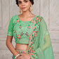 Rajwada Green Net Embroidered Semi Stitched Lehenga With Unstitched Blouse for Women