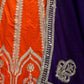 Rajwada Orange Silk Blend Embellished Semi Stitched Lehenga For Women