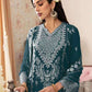 Rajwada Aqua Blue Georgette Embroidered Semi-Stitched Kurta Set For Women