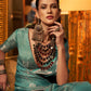 Rajwada Green Organza Woven Saree With Unstitched Blouse For Women