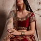 Rajwada Women Maroon Embroidered Semi Stitched Lehenga With Unstitched Blouse