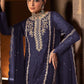 Rajwada Blue Georgette Embroidered Semi-Stitched Kurta Set For Women