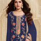 Rajwada Dark Blue Viscose Embroidered Semi-Stitched Kurta Set For Women