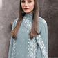 Rajwada Grey Georgette Embroidered Semi-Stitched Kurta Set For Women