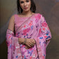 Rajwada Pink Printed Chiffon Saree With Unstitched Blouse For Women