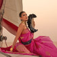 Rajwada Pink Satin Woven Saree With Unstitched Blouse for Women