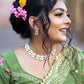 Rajwada Women Light Green Floral Semi Stitched Lehenga With Unstitched Blouse