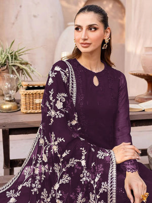 Rajwada Wine Georgette Embroidered Semi-Stitched Kurta Set For Women