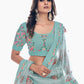 Rajwada Sea Green Embroidered Soft Net Semi Stitched Lehenga With Blouse For Women