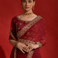 Rajwada Maroon Embroidered Georgette Saree With Unstitched Blouse For Women
