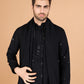 Rajwada Black Viscose Silk Embellished Stitched Kurta For Men
