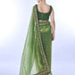 Rajwada Green Embellished Net Saree With Unstitched Blouse For Women