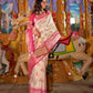 Rajwada Off White Silk Blend Woven Saree With Unstitched Blouse For Women