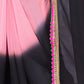 Rajwada Peach And Black Georgette Lace Work Saree With Unstitched Blouse For Women