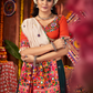 Rajwada Teal Blue Cotton Blend Embroidered Semi-Stitched lehenga For Women