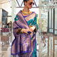 Rajwada Green Silk Blend Woven Saree With Unstitched Blouse for Women