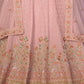 Rajwada Pink Georgette Embellished Semi Stitched Lehenga With Unstitched Blouse for Women