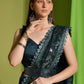 Rajwada Dark Green Embellished Georgette Saree With Unstitched Blouse For Women