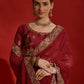 Rajwada Maroon Embroidered Georgette Saree With Unstitched Blouse For Women