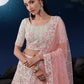 Rajwada Off White Embroidered Soft Net Semi Stitched Lehenga With Blouse For Women