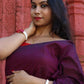 Rajwada Dark Purple Cotton  Saree  With Unstitched Blouse for Women