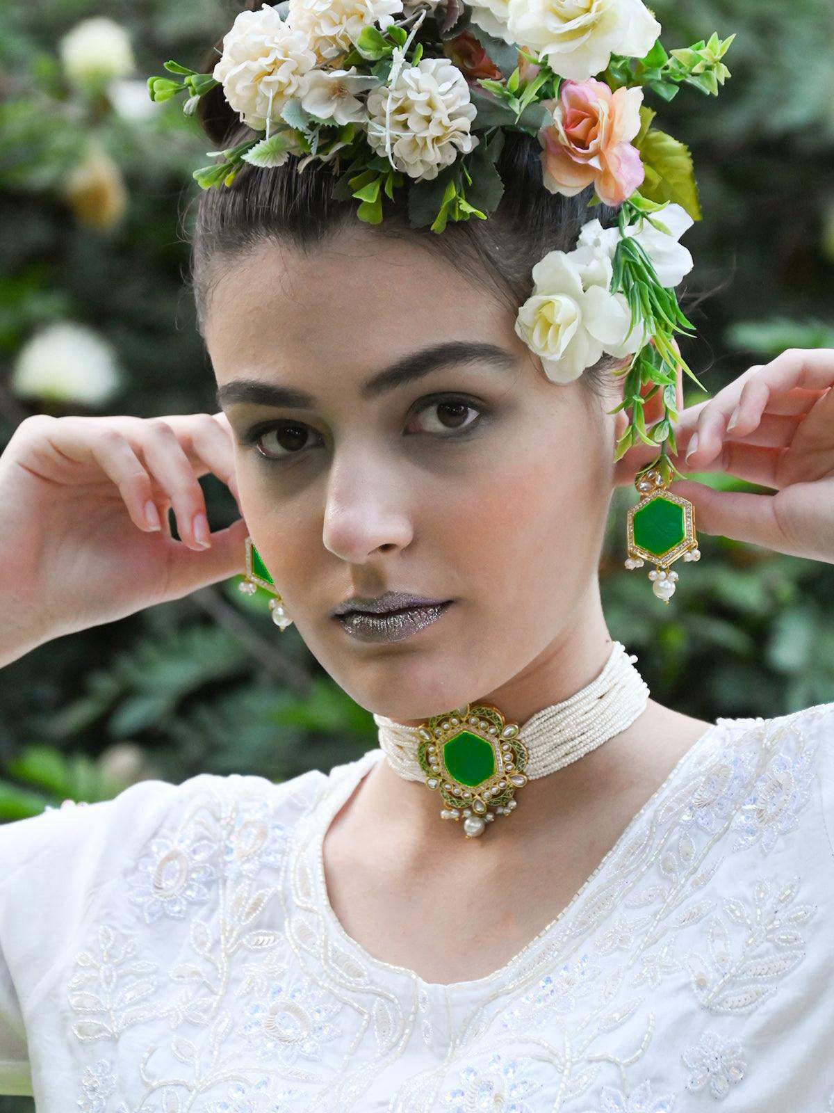 Rajwada - Green Choker set