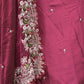 Rajwada Maroon Embroidered Satin Georgette Saree with Unstitched Blouse for Women