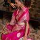 Rajwada Pink Georgette Woven Saree With Unstitched Blouse for Women