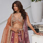 Rajwada Rust Georgette Tissue Embroidered Semi-Stitched Lehenga For Women