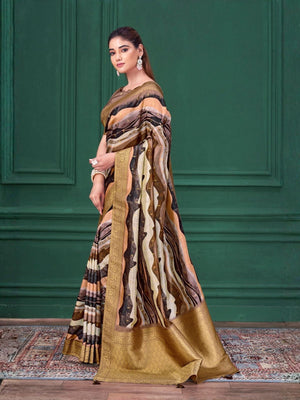 Rajwada Multicolour Silk Blend Woven Printed Saree For Women